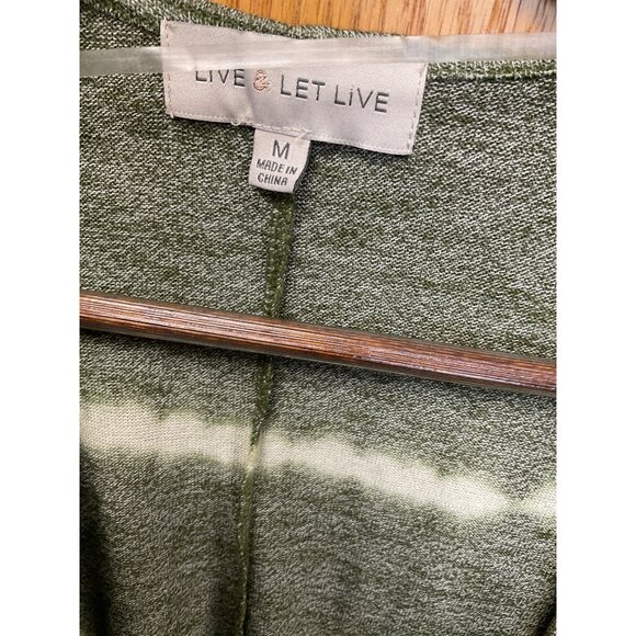 Live & Let Live One World Tie-Dye Open Front Cardigan Medium Green/White - Picture 5 of 7